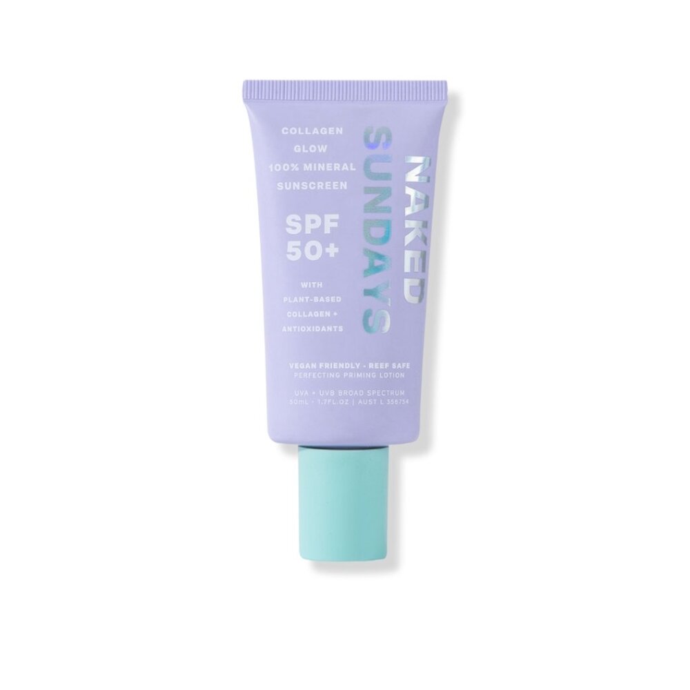 NAKED SUNDAYS Collagen Glow Priming Lotion Mineral Sunscreen SPF 50+ Expiry 2027